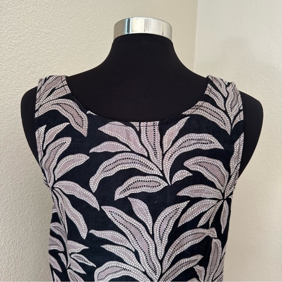 Rachel Zoe Black Tan Leaves 100% Linen Square Neck Crop Top - Picture 7 of 9